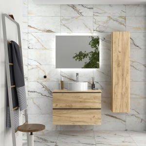 Mueble de baño suspendido NABUA Top de Salgar con encimera y lavabo 60-80-100 - Imagen 4
