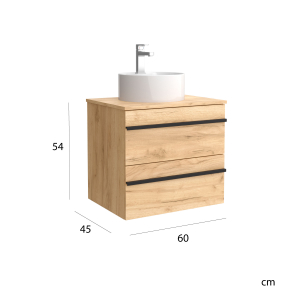 Mueble de baño suspendido BORN Top de Salgar con encimera y lavabo 60-80-100 - Imagen 5