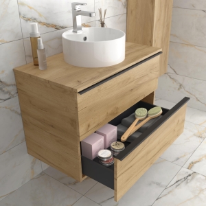 Mueble de baño suspendido NABUA Top de Salgar con encimera y dos lavabos 120 - Imagen 5