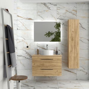 Mueble de baño suspendido MORAI Top de Salgar con encimera y lavabo 60-80-100 - Imagen 2