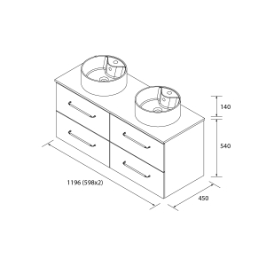 Mueble de baño suspendido MORAI Top de Salgar con encimera y dos lavabos 120 - Imagen 5
