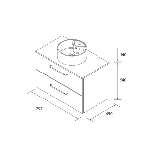 Mueble de baño suspendido MORAI Top de Salgar con encimera y lavabo 60-80-100 - Imagen 4