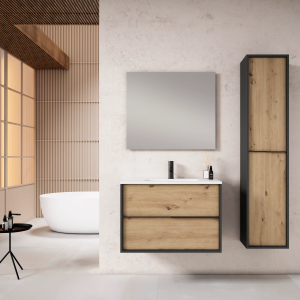 Conjunto mueble de baño con patas o suspendido de 2c serie Doly(60, 80, 100 y 120) - Imagen 2