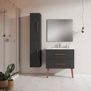 Conjunto mueble de baño con patas o suspendido de 2c serie Fusta(60, 80, 100 y 120)