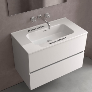 Lavabo Aire porcelana BLANCO BRILLO 120 Seno central Sin orificio de para grifo - Imagen 2