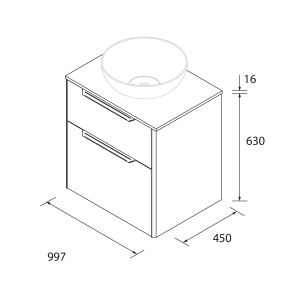 Mueble de baño suspendido LUVA de Salgar con encimera y lavabo sobreponer 60-80-100 - Imagen 11