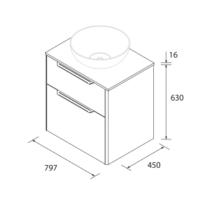Mueble de baño suspendido LUVA de Salgar con encimera y lavabo sobreponer 60-80-100 - Imagen 9