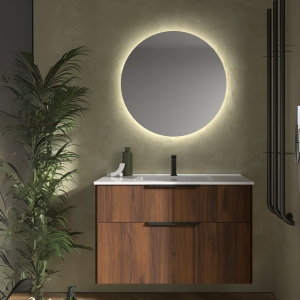 Conjunto de Mueble de baño suspendido LUVA de Salgar con encimera 60-80-100 y espejo premium NORA