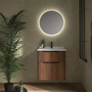 Conjunto de Mueble de baño suspendido LUVA de Salgar con encimera 60-80-100 y espejo premium NORA - Imagen 2