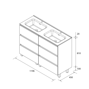 SALGAR BEQUIA 3C Mueble de baño con patas 60-80-100-120 Lavabo Constanza - Imagen 16