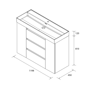 SALGAR BEQUIA PLUS Mueble de baño con patas 120+puerta Lavabo Veneto - Imagen 9