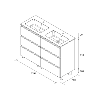 SALGAR BEQUIA Mueble de baño con patas 6C 160 Lavabo Vilna Mineral Solid - Imagen 5