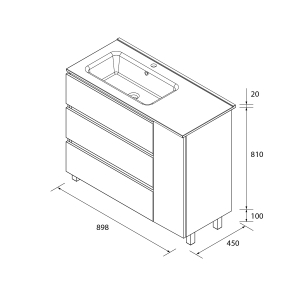 SALGAR BEQUIA METAL PLUS Mueble de baño con patas 3C de 90+puerta Lavabo Constanza - Imagen 9