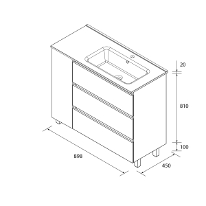 SALGAR BEQUIA METAL PLUS Mueble de baño con patas 3C de 90+puerta Lavabo Constanza - Imagen 10