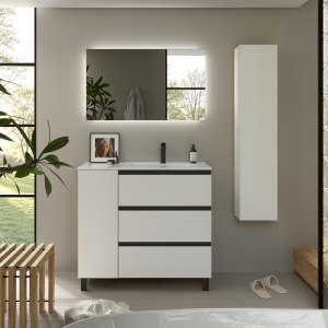 SALGAR BEQUIA METAL PLUS Mueble de baño con patas 3C de 110 +puerta Lavabo Constanza