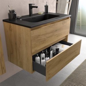 SALGAR BEQUIA Mueble de baño suspendido 60-80-100 Lavabo Constanza  Negro Mate - Imagen 10
