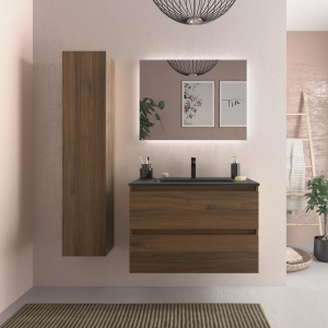 SALGAR BEQUIA Mueble de baño suspendido 60-80-100 Lavabo Constanza  Negro Mate - Imagen 7