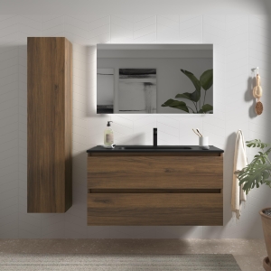 SALGAR BEQUIA Mueble de baño suspendido 60-80-100 Lavabo Constanza  Negro Mate - Imagen 3