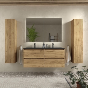 SALGAR BEQUIA Mueble de baño suspendido 60-80-100 Lavabo Constanza  Negro Mate - Imagen 6