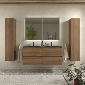 SALGAR BEQUIA Mueble de baño suspendido 60-80-100 Lavabo Constanza  Negro Mate - Imagen 5
