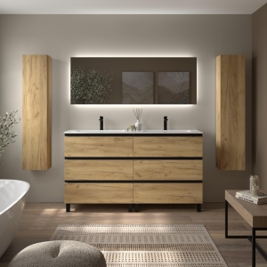 SALGAR BEQUIA METAL Mueble de baño con patas 6C 160 Lavabo Vilna Mineral Solid . - Imagen 3