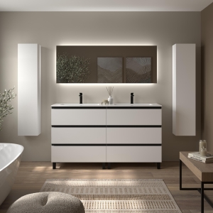 SALGAR BEQUIA METAL Mueble de baño con patas 6C 160 Lavabo Vilna Mineral Solid . - Imagen 2