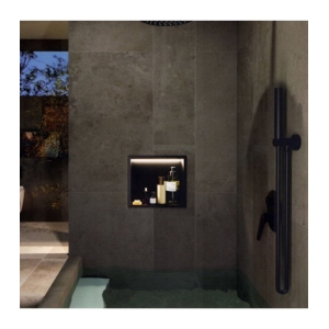 Hornacina para baño cuadrada con luz led Black gun metal Indic HOR004/BGM