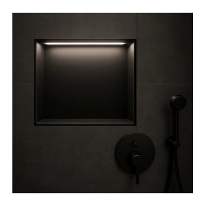 Hornacina para baño cuadrada con luz led Negra Indic HOR004/NG