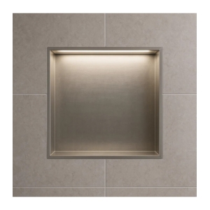 Hornacina para baño cuadrada con luz led Níquel Indic HOR004/NQ