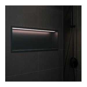 Hornacina para baño horizontal black gun metal con luz led Oceanic HOR005/BGM
