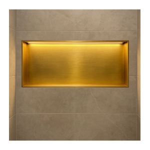 Hornacina para baño horizontal oro cepillado con luz led Oceanic HOR005/OC