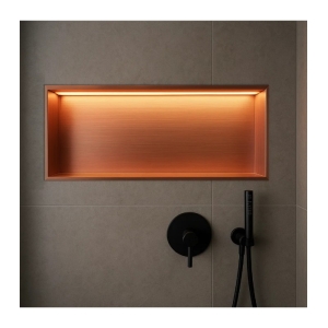 Hornacina para baño horizontal oro rosa cepillado con luz led Oceanic HOR005/ORC