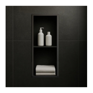 Hornacina para baño vertical con dos estantes Black gun metal Artic HOR003/BGM