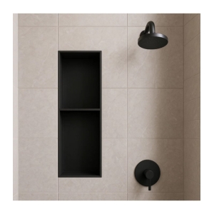 Hornacina para baño vertical con dos estantes Negra Artic HOR003/NG