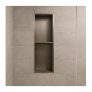 Hornacina para baño vertical con dos estantes Níquel Artic HOR003/NQ