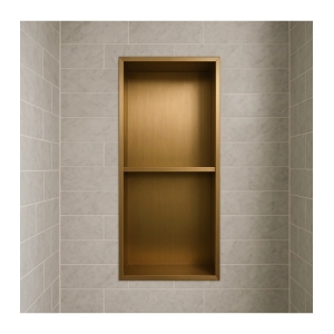 Hornacina para baño vertical con dos estantes Oro cepillado Artic HOR003/OC