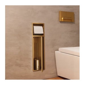 Hornacina vertical con escobillero empotrado y portarrollos oro cepillado Egean HOR007/OC