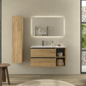 SALGAR BEQUIA METAL Mueble de baño suspendido 90+ Lavabo Constanza
