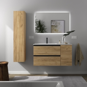 SALGAR BEQUIA METAL Mueble de baño suspendido 90+puerta Lavabo Constanza