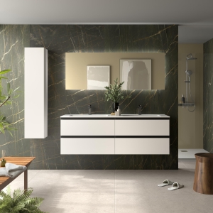 SALGAR BEQUIA METAL Mueble de baño suspendido 160 Lavabo Vilna Mineral Solid. - Imagen 2