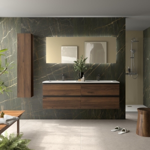 SALGAR BEQUIA METAL Mueble de baño suspendido 160 Lavabo Vilna Mineral Solid.