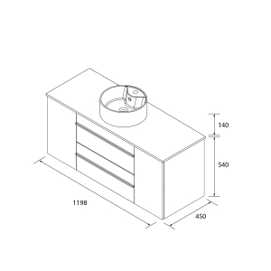 SALGAR BORN Mueble de baño suspendido 120 + puerta y Lavabo Lisboa - Imagen 3