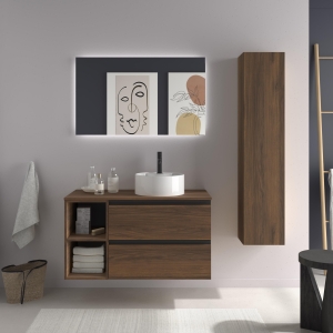 SALGAR BEQUIA METAL Mueble de baño suspendido 90+ Lavabo Lisboa