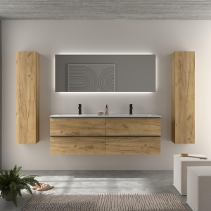 SALGAR NABUA Mueble de baño suspendido 160 Lavabo Vilna Mineral Solid.