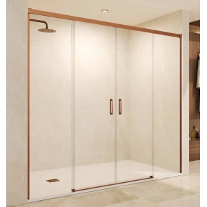 SBX_Imex Mampara de ducha frontal corredera Stylo 2F + 2C Oro rosa cepillado