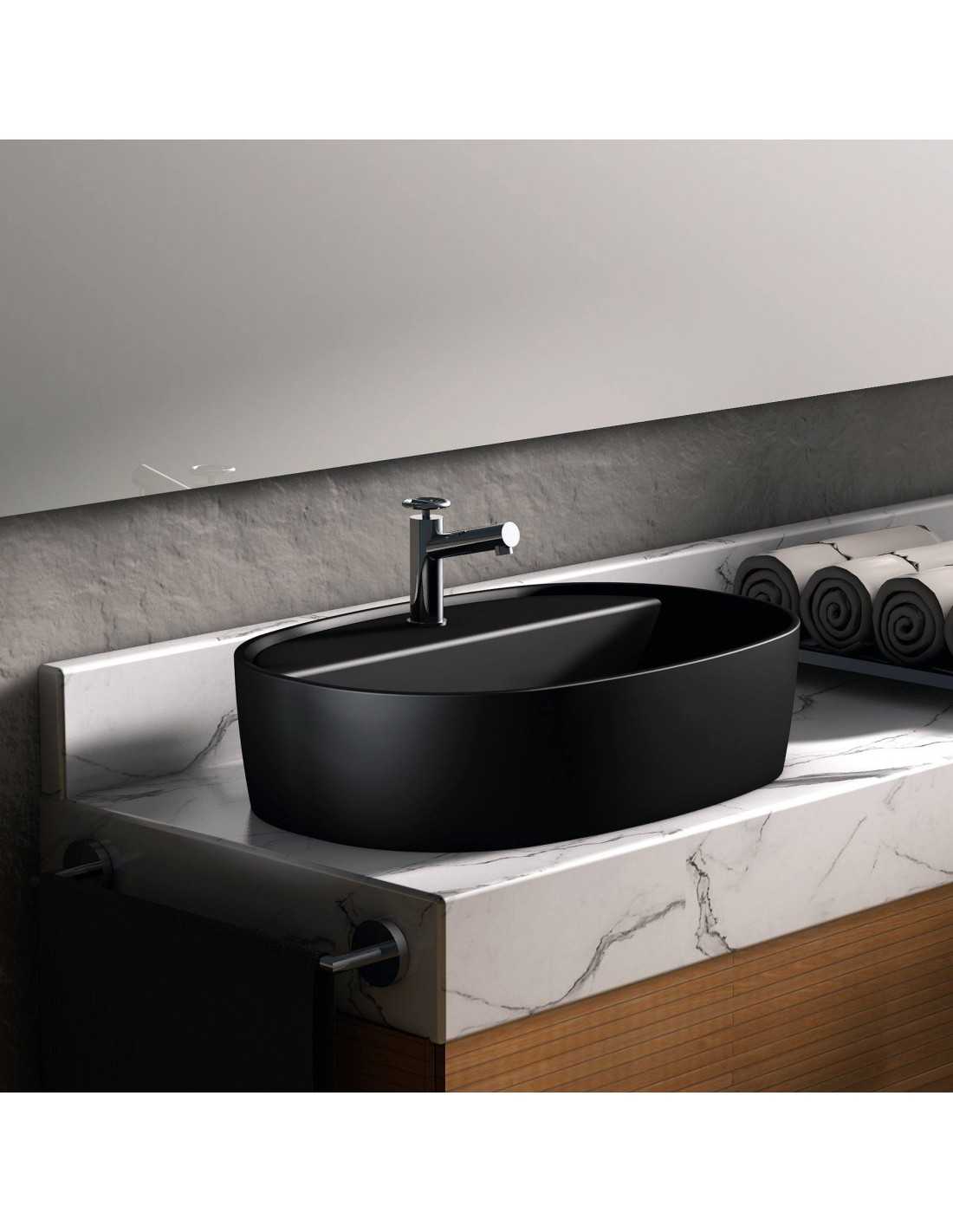 lavabo-ceramica-furnas-negro-mate-sin-rebosadero-50x38-cm Lavabo Cerámica Furnas Negro Mate Sin Rebosadero 50×38 cm