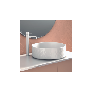 Lavabo de cerámica sobre encimera Agnes Blanco Brillo Sin Rebosadero ø65