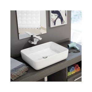Lavabo de cerámica sobre encimera Iris Blanco Brillo Sin Rebosadero 50 x 40 cm