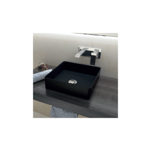 Lavabo de cerámica sobre encimera Satet Negro Mate Sin Rebosadero 36.5 x 36.5 cm