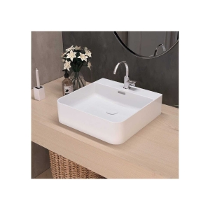 Lavabo Porcelana Eume Blanco Brillo Con Rebosadero 42×42 cm